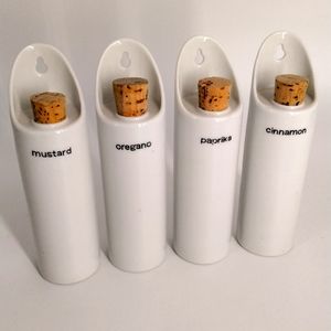 Vintage White Ceramic Spice Jars